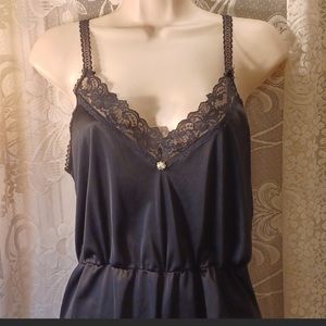 ✠ Vintage Satin + Lace Coquette Chemise Teddy Bodysuit Romper ✠